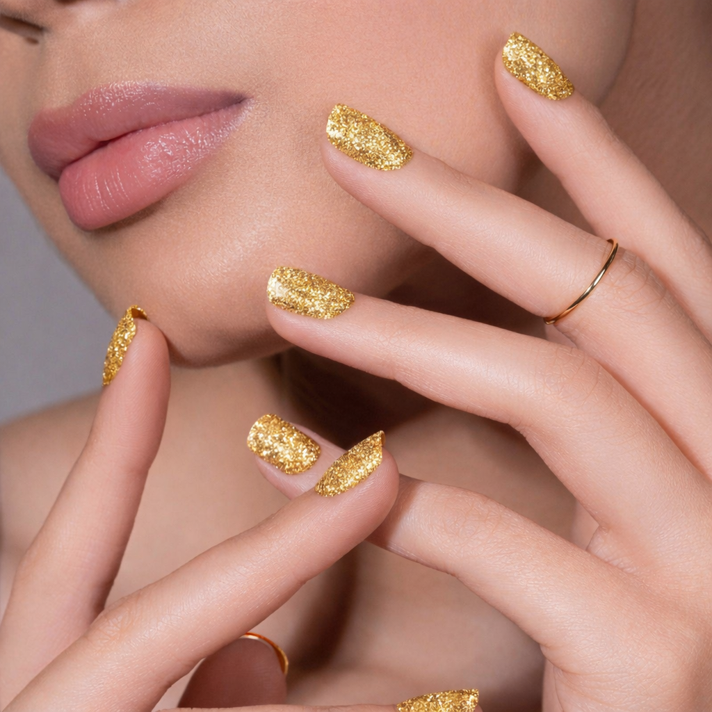 Golden Glitter Nail Polish Gel