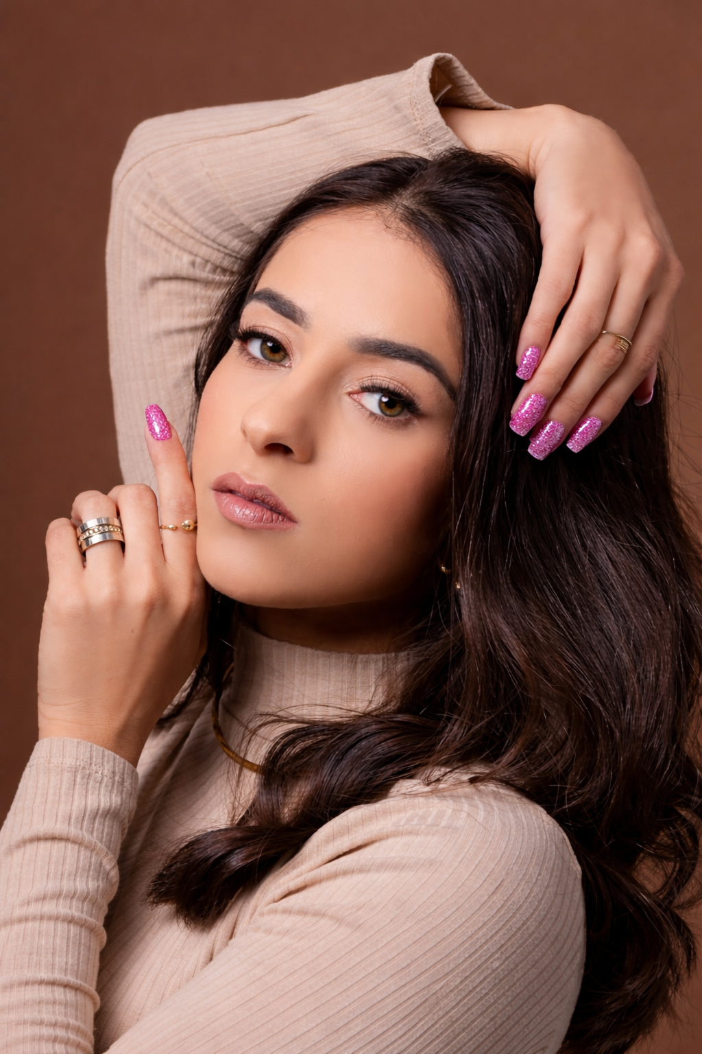 Glitter Pink Nail Polish Gel